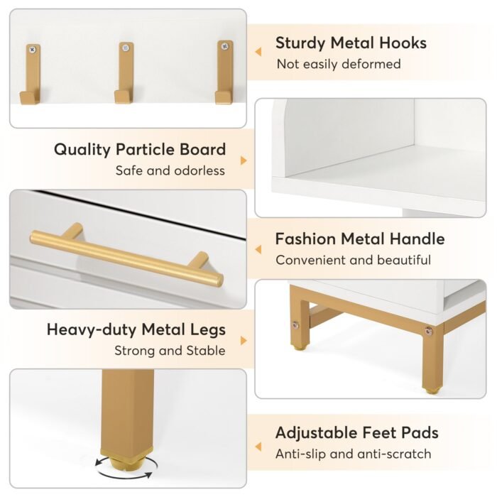 Shoe Cabinet, Flip Drawer Shoe Organizer and Coat Rack Set - Image 8