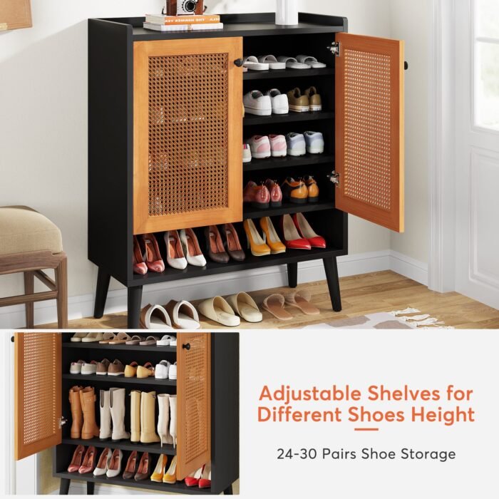 Shoe Cabinet, Natural Handmade Rattan Shoe Rack Organizer - Image 7