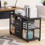 File Cabinet, 2-Drawer Mobile Filing Cabinets Printer Stand - Image 5