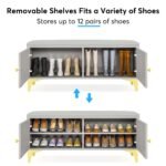 Shoe Bench, Modern Shoe Rack Bench Organizer with Cabinet - Image 6