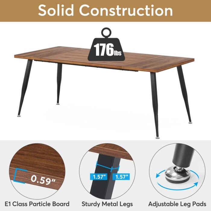 Dining Table, 70.9? Kitchen Dinner Table for 6 to 8 People - Image 7