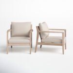 Amina Acacia Outdoor Armless Lounge Chair with Cushion (Set of 2)