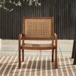 Barrie Coastal Solid Wood And Rattan Outdoor Accent Chair - Image 2