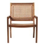 Barrie Coastal Solid Wood And Rattan Outdoor Accent Chair