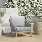 Bowery Acacia Outdoor Armless Lounge Chair with Cushion - Image 2