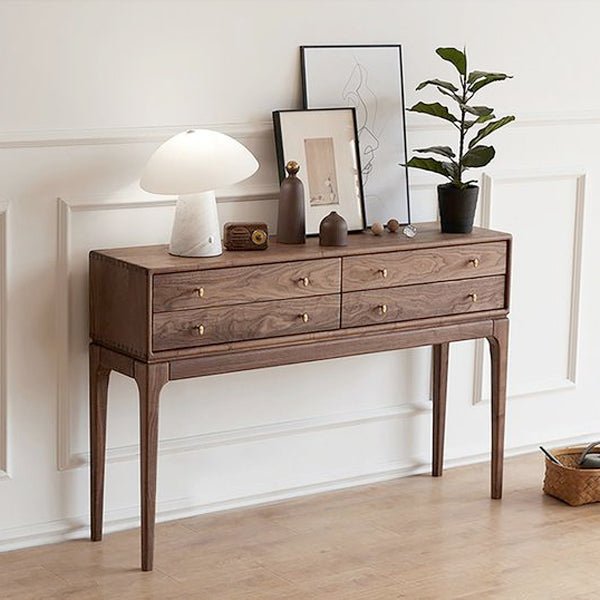 CON006.jpg Vidaxl Console Table With 4 Drawers Black Walnut - Image 1