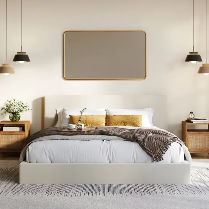 Classic Bed Set: Bed Frame + Headboard | White - Image 5