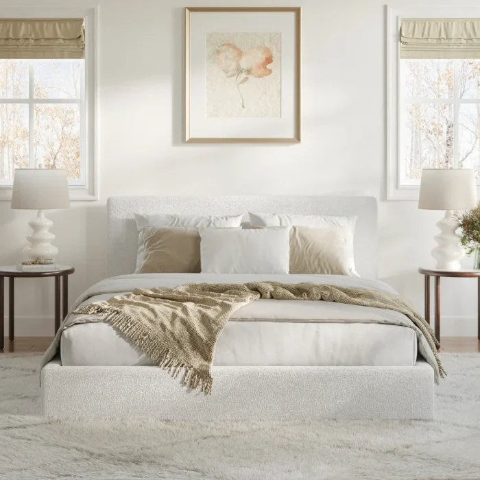 Classic Bed Set: Bed Frame + Headboard | White - Image 7