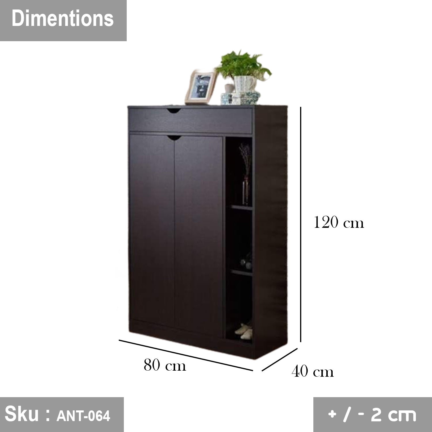 ANT-064 High Quality MDF Wooden Shoe Rack 80cmX40cm - Image 3