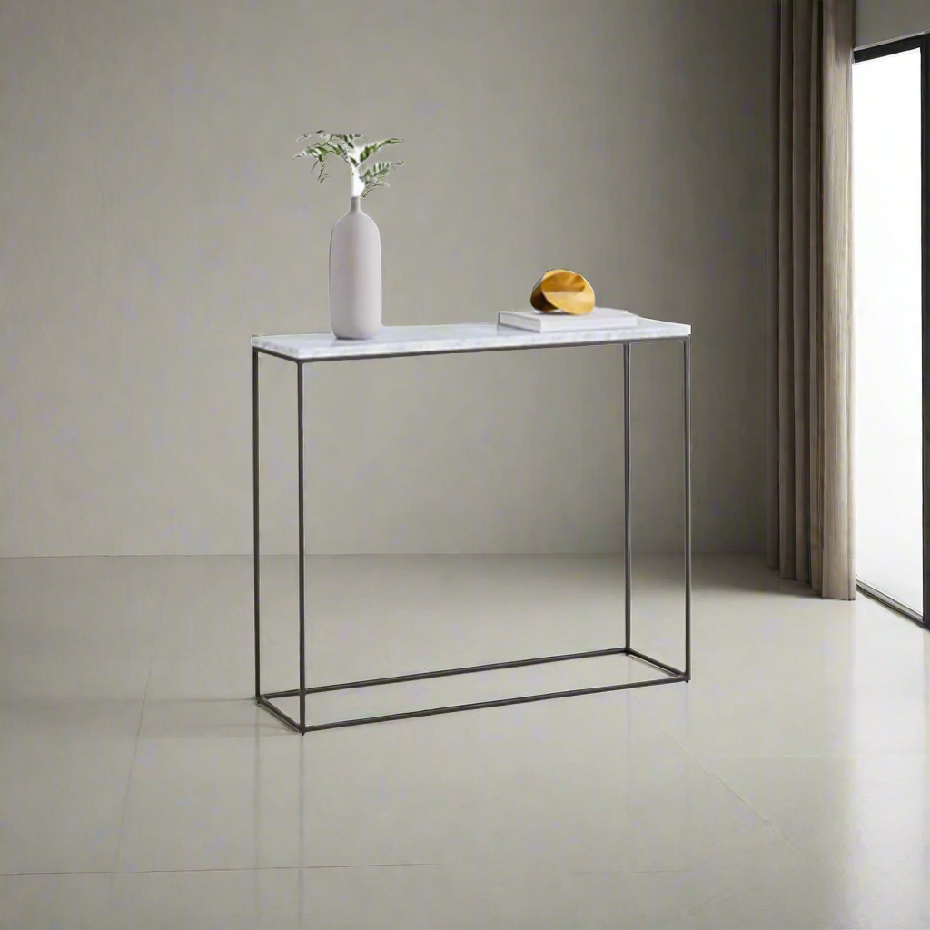 Black electrostatic paint iron console - Image 1