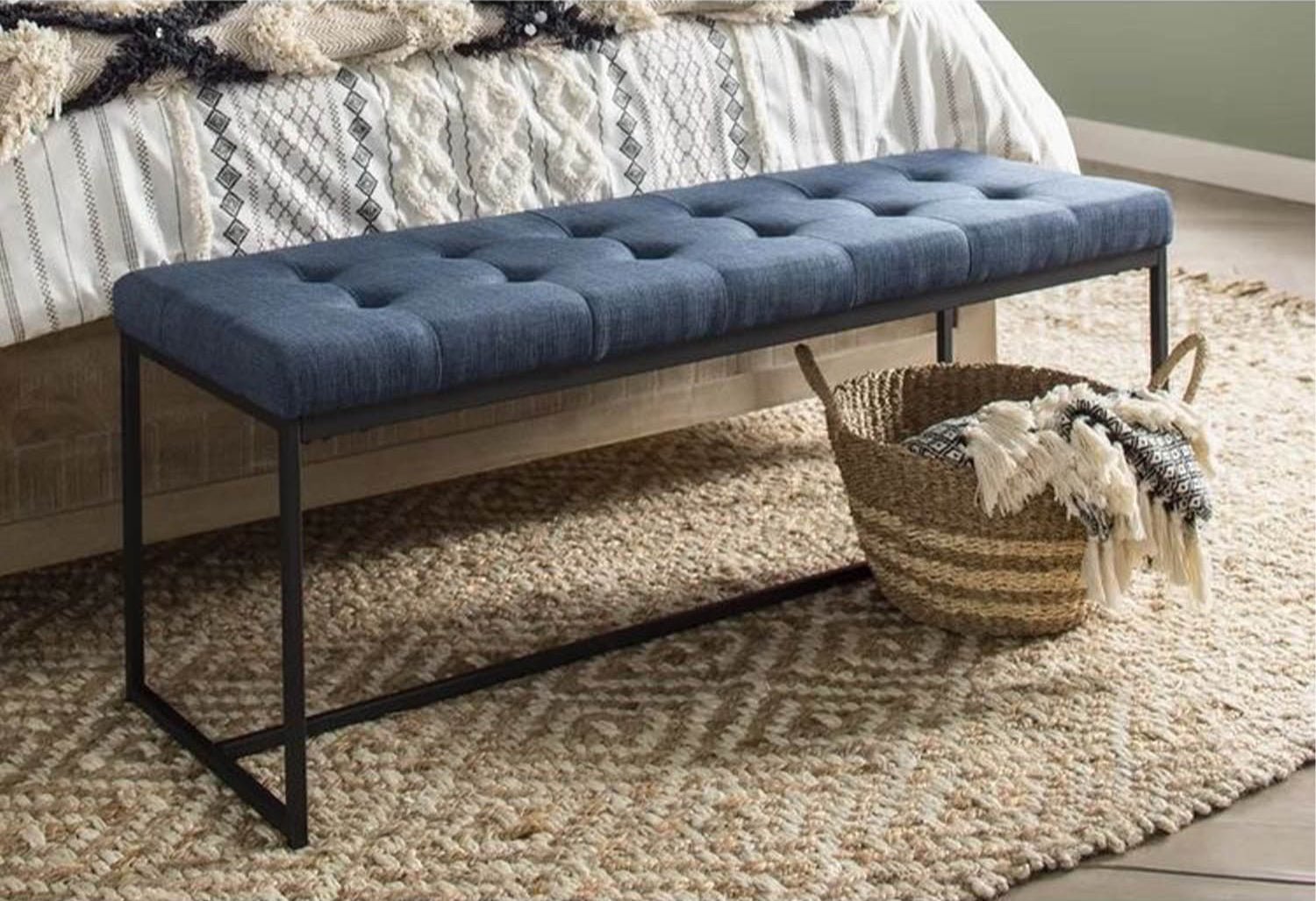 Lark banquette, electrostatic paint in navy blue - Image 1