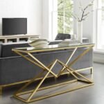 Maroon iron console, electrostatic paint and glass