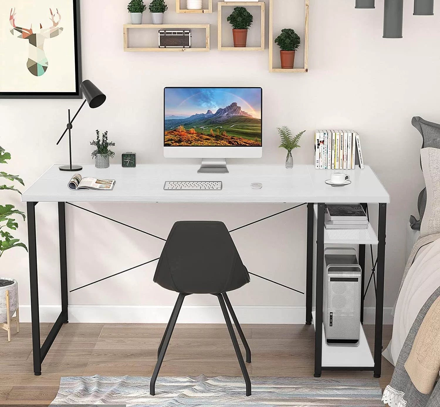 Melamine wood desk - MTC-006 - 120cmX90cm - White color - Image 1