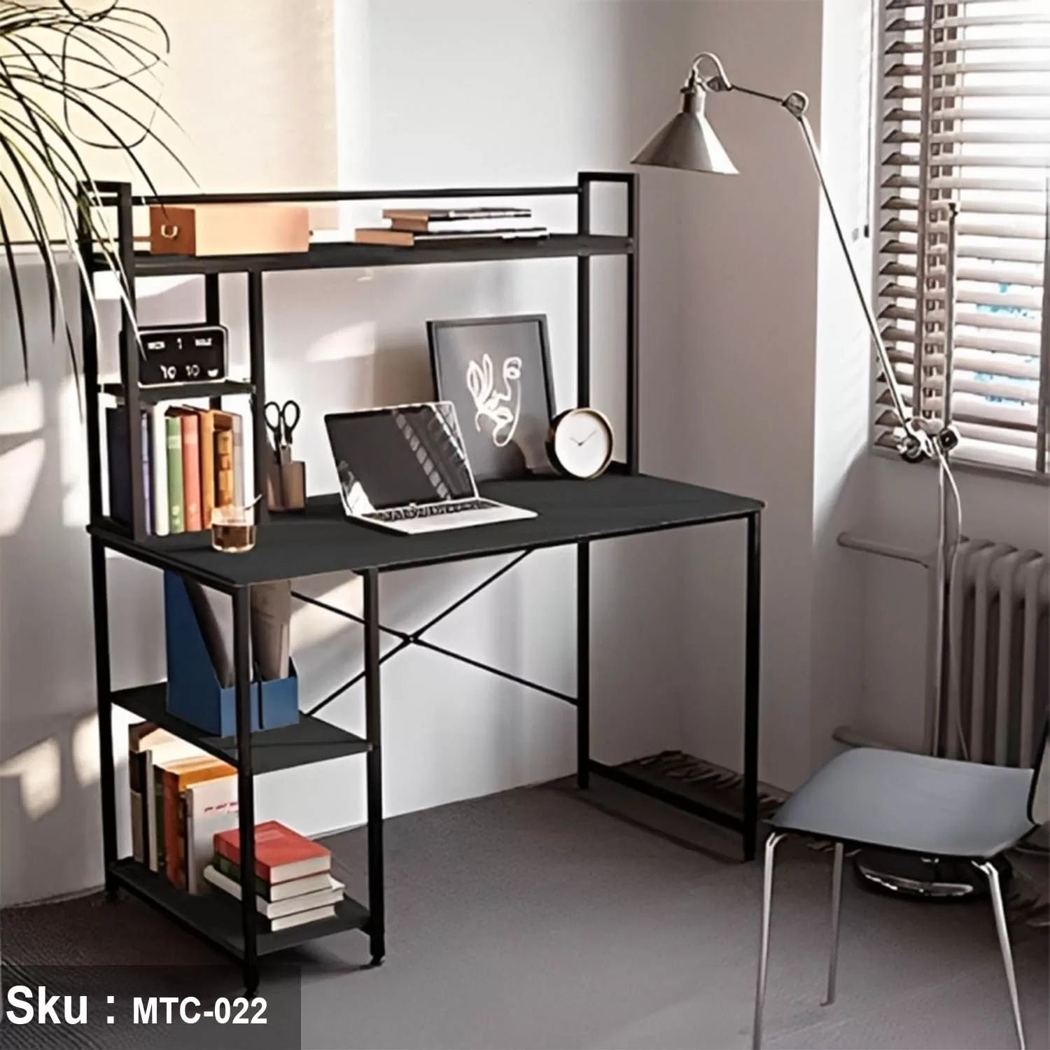 Melamine wood desk - MTC-022 - 120cmX140cm - black color - Image 1