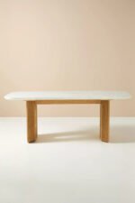 OAK Cayden Sculptured Wood Marble Dining Set - Image 3