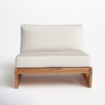 Despina Teak Outdoor Armless Lounge Chair with Cushion
