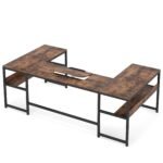 U-Shaped Desk with Bookshelf and Tiltable Drawing Board - Image 2