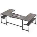 U-Shaped Desk with Bookshelf and Tiltable Drawing Board - Image 9