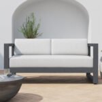 Georgie 65'' Metal Outdoor Loveseat with Sunbrella Cushions - Image 2