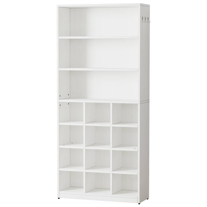 Shoe Cabinet, Freestanding Shoe Rack with Side Hooks - Image 2