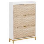 Shoe Cabinet, Modern Shoe Rack Organizer with Door & Drawer