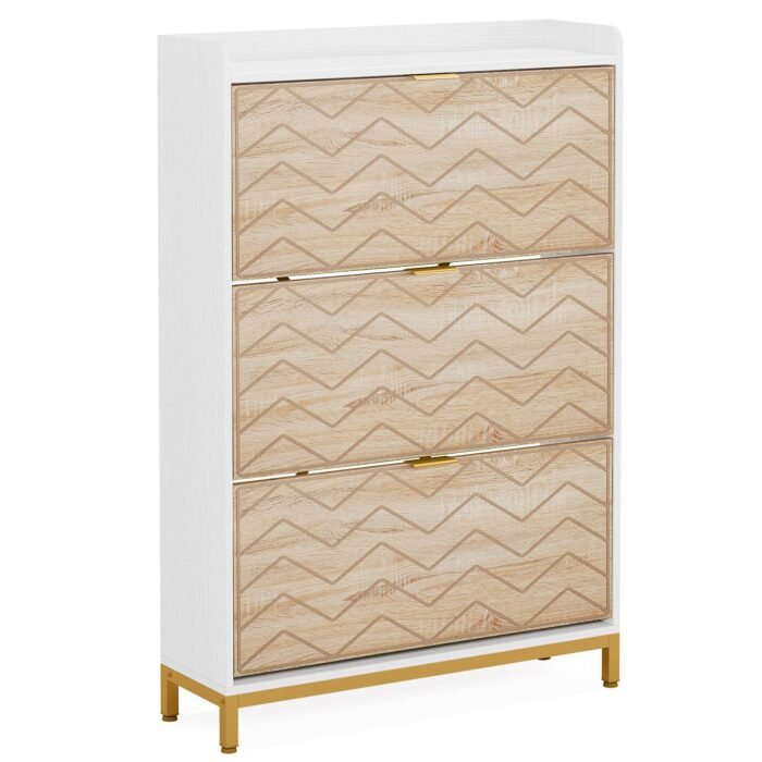 Shoe Cabinet, Modern Shoe Rack Organizer with Door & Drawer - Image 1