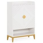 Shoe Cabinet, 25 Pair Shoe Rack Organizer with Adjustable Shelves & Doors - Image 2