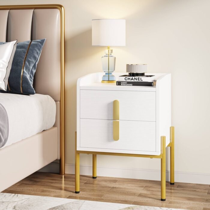 Nightstand, Modern Bedside End Sofa Table with 2 Drawers - Image 1