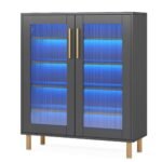 Shoe Cabinet, 5-Tier Shoe Organizer with LED Light & Acrylic Doors - Image 10