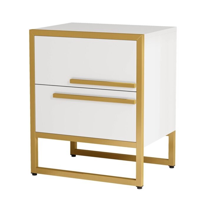 2-Drawer Nightstand, Modern Bedside Cabinet End Table - Image 2