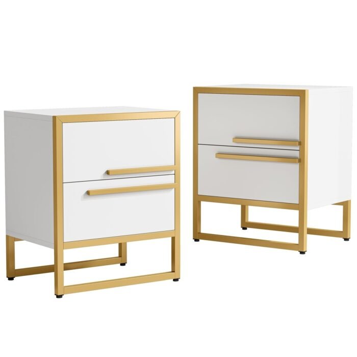 2-Drawer Nightstand, Modern Bedside Cabinet End Table - Image 8