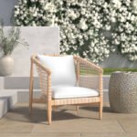 Izel Teak Outdoor Armless Lounge Chair with Cushion - Image 2