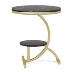 End Table, 2-Tier Round Faux Marble Sofa Side Table - Image 9
