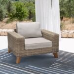 Napoli Wicker Outdoor Armless Lounge Chair with Cushion - Image 2