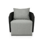 Odyn Swivel Wicker Outdoor Armless Lounge Chair with Cushion