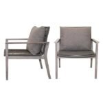 Outdoor Armless Lounge Chair with Cushion (Set of 2)