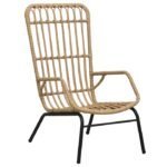 Rattan Dining Chair Patio Rattan Wicker Chair with Armrest Poly Rattan