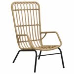 Rattan Dining Chair Patio Rattan Wicker Chair with Armrest Poly Rattan - Image 3