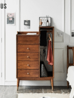 ZL Solid Wood Chest of Drawers with Clothes Rack - Image 2