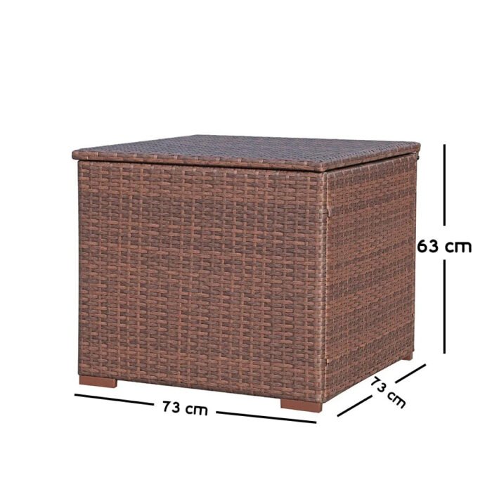 Brown rattan outdoor storage box - Image 3
