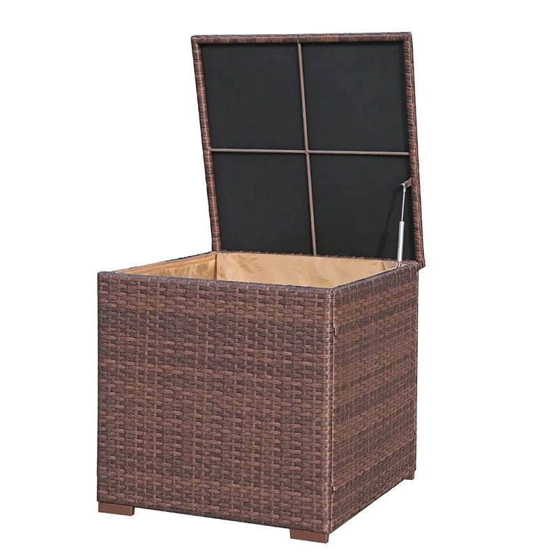 Brown rattan outdoor storage box - Image 4