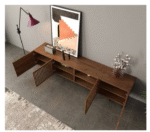 Acrylic Sonama Wood TV Stand with Shelves - Image 3