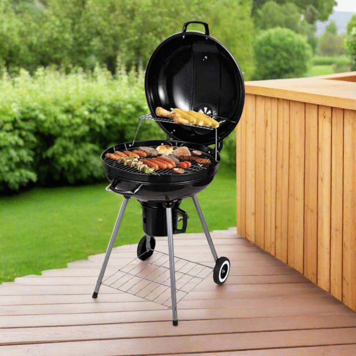 PortabRound Charcoal Grill with Warming Rack - Easy to transport and use - Image 1