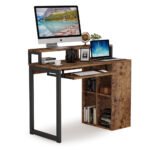 Computer Desk, Writing Desk with Push-Pull Keyboard Tray