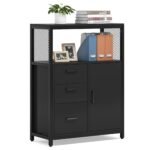 File Cabinet, 3 Drawers Lateral Filing Cabinet with Open Shelves - Image 8