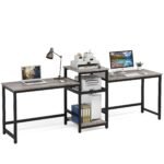 Two Person Desk, 96.9? Double Computer Desk with Storage Shelves - Image 12
