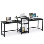 Two Person Desk, 96.9? Double Computer Desk with Storage Shelves - Image 10