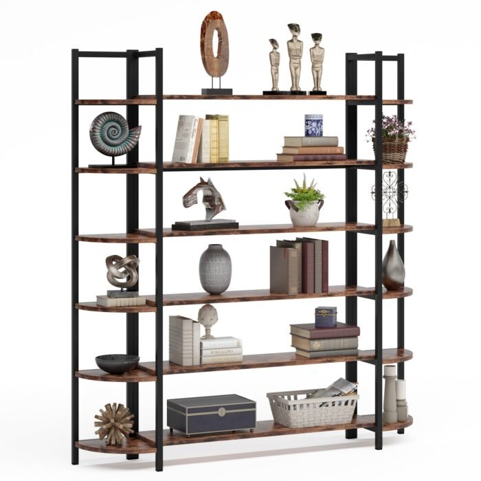 Triple Wide 6-Shelf Bookshelves , 6-Tier Large Etagere Bookcase - Image 1