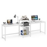 Two Person Desk, 96.9? Double Computer Desk with Storage Shelves - Image 8