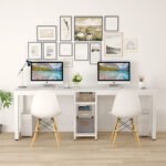 Two Person Desk, 78 Inches Computer Desk with Storage Shelves - Image 6